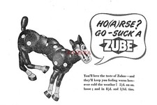 'Ho(a)rse? - Go Suck a ZUBE' Throat Losenge ADVERT Small 1950s Print Ad 162/22