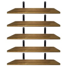 5Piece Rustic Shelves Floating Shelves Wall Mounted Storage Wooden Display Shelf