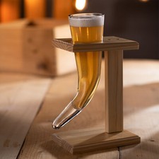 Viking Beer Horn Glass with Stand 480ml - Drinking Gifts for Men for Him