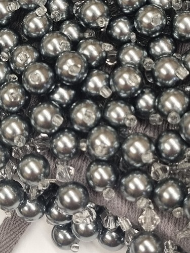 Grey pearl beaded tassel - grey,