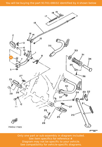 Yamaha pin 91701 08032 oem - pin,, 91701-08032