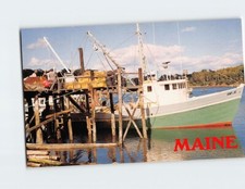 Postcard Fishing Boat Being Unloaded after the Day's Catch South Bristol Maine