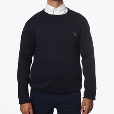 Authentic GANT Mens Navy Blue Round Neck Jumper / Sweater
