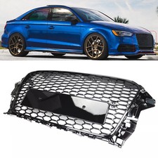 FOR AUDI A3 S3 8V 2012 - 2016 RS3 STYLE HONEYCOMB MESH GRILLE GRILL GLOSS BLACK