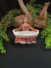 Rare Vintage Soviet USSR Lomonosov Porcelain Figurine - Uzbek Woman with Basket