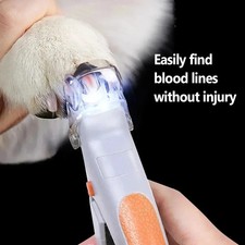 Dog Cat Pet Nail Clippers With LED Light Cutter Claw Grinder Scissor Toe Trimmer
