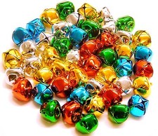Jingle Bells 15mm Assorted 5 Colours 48 pieces Silver Gold Red Blue Green