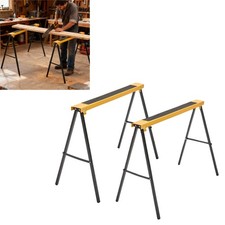 Heavy Duty Folding Saw Horse Work Trestles Non Slip Stands Twin Pack