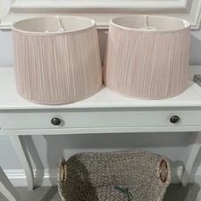 Laura Ashley Drum lampshades Silk Pinch Pleat Blush Pink 12 round x 8.5 