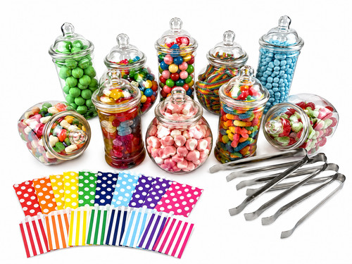 Small plastic sweet jars - 10,