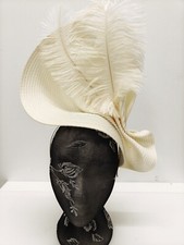 ivory large straw fascinator millinery burlesque headband wedding hat