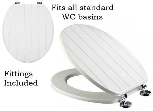 Grooved wooden toilet seat - wooden,