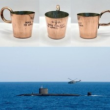 Royal Navy HMS Talent 1/2 Gill Pussers Rum Commemorative Launch Cup. d.1988