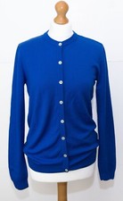 Blue Crew neck Wool Cardigan