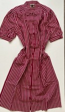 Shirt dress white cherry red pockets vintage Laura Ashley stripe uk 12