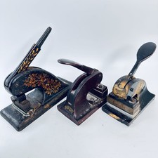 Job Lot of 3 Vintage Heavy Cast Iron Seal Presses | Antique Notary / Embossing