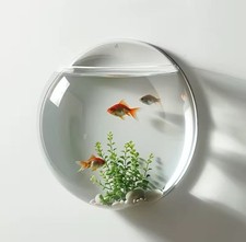 Wall Mount Fish Tank Bowl 35.5cm Diameter 8.5L Capacity Transparent UK Seller