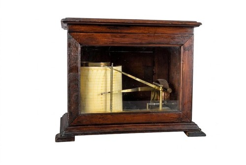 Antique barograph oak glazed - barograph,