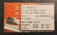 Manchester United V Exeter City FA Cup 3rd Round Match Ticket 2004/05 Red
