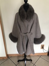 Cashmere Coat Womens S/m 100% Cashmere With Real Fur