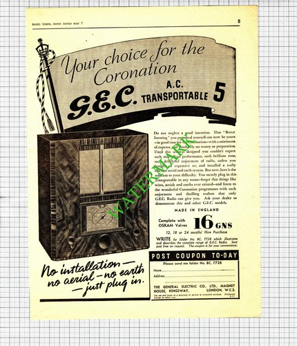 Gec radio advert 1937 - advert,