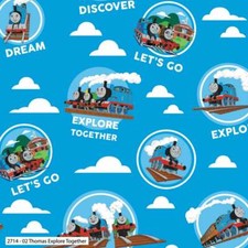 Fat Quarter Thomas The Tank Engine Explore Together 100% Cotton Quilting Fabric