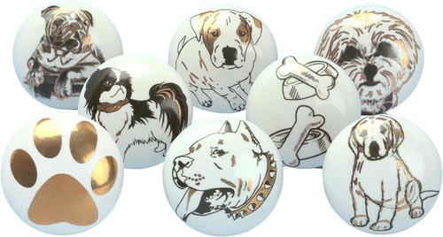 Dog ceramic door knobs - knobs,