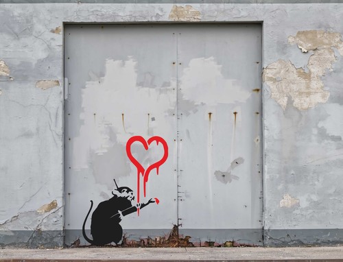Banksy painting heart - banksy,