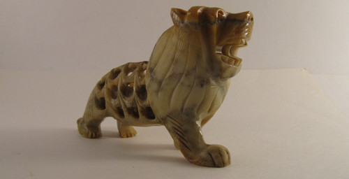 Carved stone soapstone lion - carved,