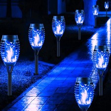 Solar Garden Lights 8 Pack LED Flickering Flame Torch Lights Outdoor Waterproof