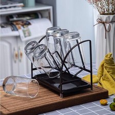 Modern Cup Drying Rack Stand with Drain Tray for Kitchen Glasses Bottles