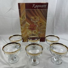 Rayware Classic Gold Sundae Dishes Dessert Bowls Footed Glasses Set of 6 New
