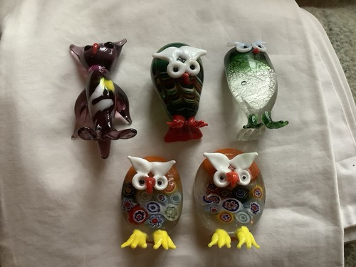 Murano style glass owls - style,