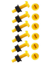6 Vehicle Number Reg Plate Screws Bolts and Nuts Yellow Fitting Fixing Kit