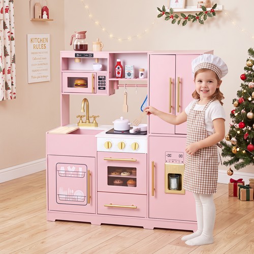 Wooden play kitchen for kids - wooden,