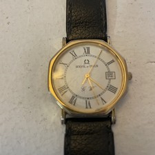 Vintage Solvil et Titus Octagon Gold Plate Quartz Watch 31-8152-23 White /Date