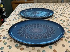 2 X Denby Midnight  Oval Platter  / Steak Plate 33cm Length 24cm Width Stoneware