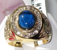 Mens sapphire gold ring cz