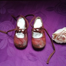 Really Charming 1920's Baby/Toddler's Shoes - Leather Soles With Tiny Nails 
