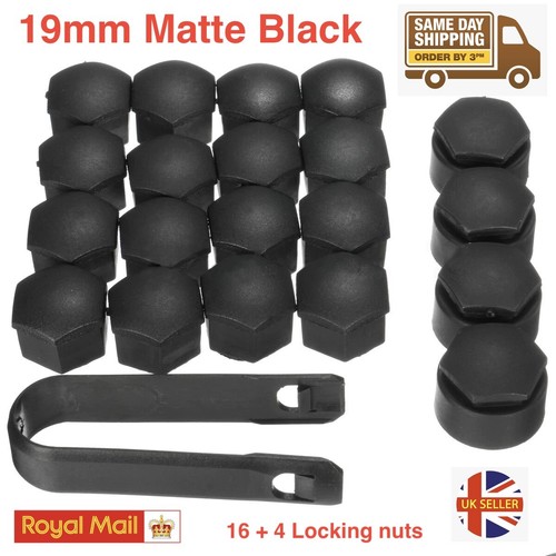 19mm matte black nut caps - caps, +