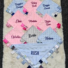 Personalised Baby Name Comforters Taggies Comforter Blanket With Tags Satin Back