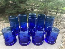 Anchor Hocking Essex Cobalt Blue 10 Panel 16 Oz Set of 10