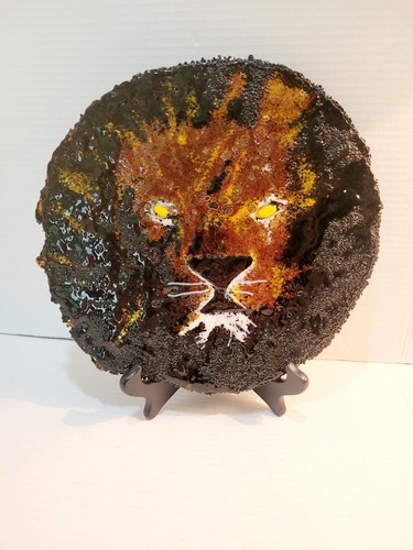 Vintage lion tiger face - face, fused