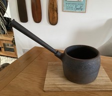 Vintage Cast Iron Long Handle Pan / Cooking Pot -3 pints -Very Heavy! - ANGLESEY