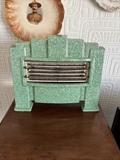Fabulous Art Deco Revo Cast Iron Fire With Green Enamel 