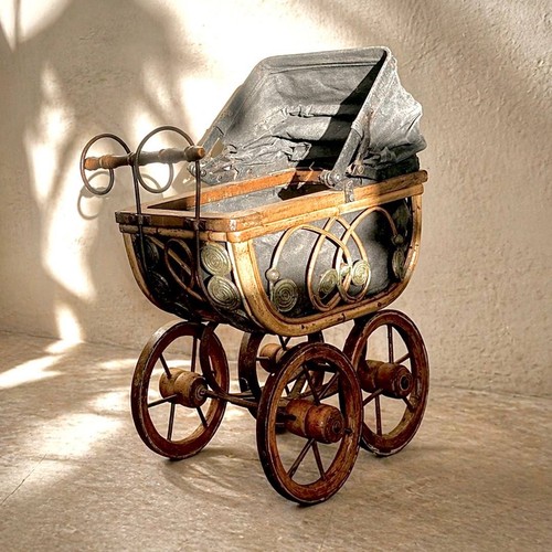 Antique victorian doll pram - antique,