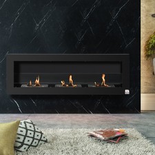 HOMCOM Ethanol Fireplace Bio Ethanol Burner 3 Burn Boxes 3 Hour Burn Time Black