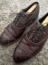 FootJoy Classics Dry Leather Golf Shoes Spikes Sz. 11 D Dark Brown Croc USA Euc