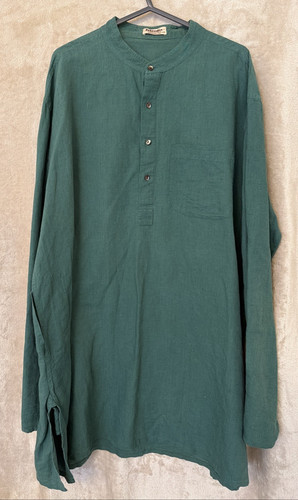 Fabindia green shirt linen - green,