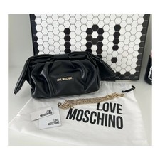 LOVE MOSCHINO Black Bow Top Handle Bag Gold Chain Strap Crossbody